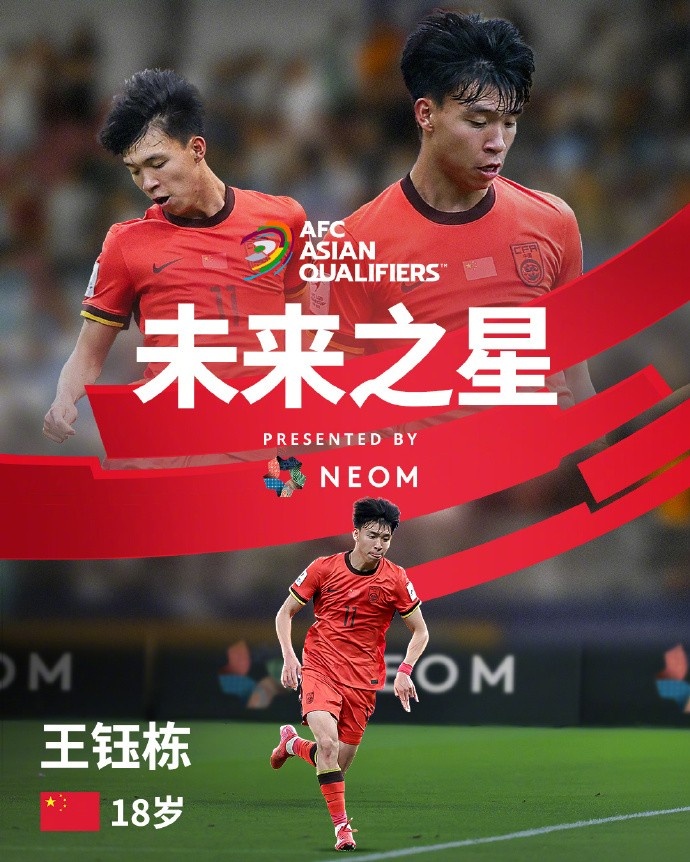 亞洲杯官方社媒發(fā)布王鈺棟個(gè)人海報(bào)：青年軍的旗幟，飄揚(yáng)在前哨
