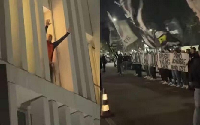 都體：尤文球迷來(lái)到酒店外支持新主帥，圖多爾向球迷們揮手致意