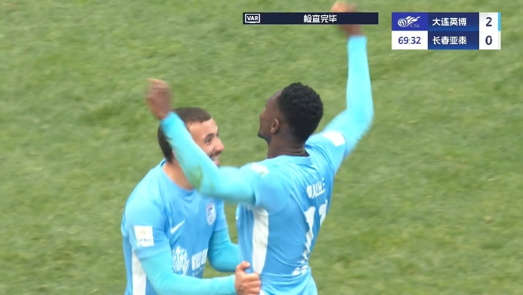馬萊萊大連處子球！呂焯毅助攻馬萊萊破門，大連英博2-0亞泰