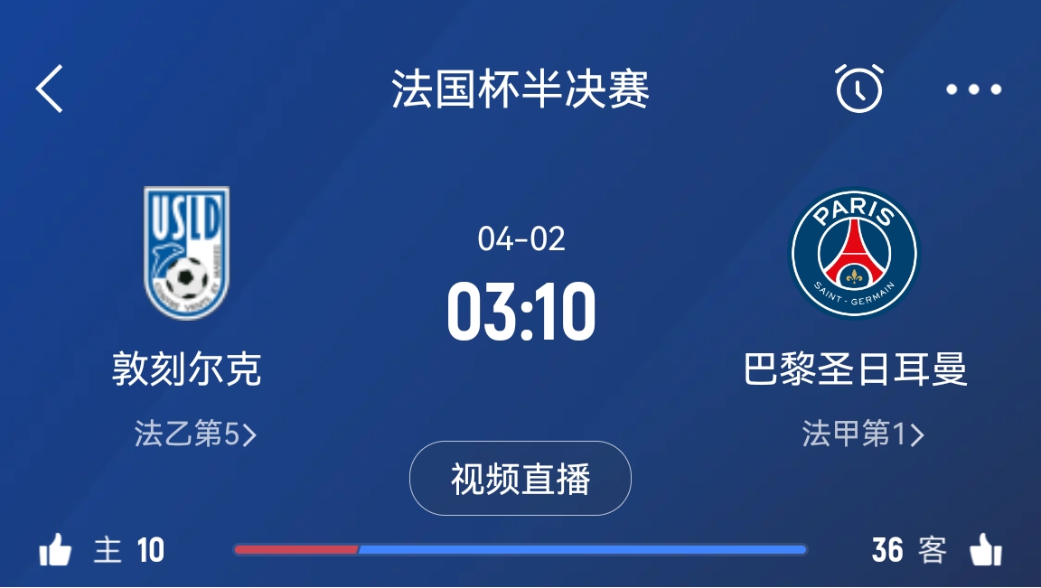 繼續(xù)大撤退？法國杯半決賽敦刻爾克挑戰(zhàn)巴黎，此前連續(xù)逆轉(zhuǎn)法甲隊